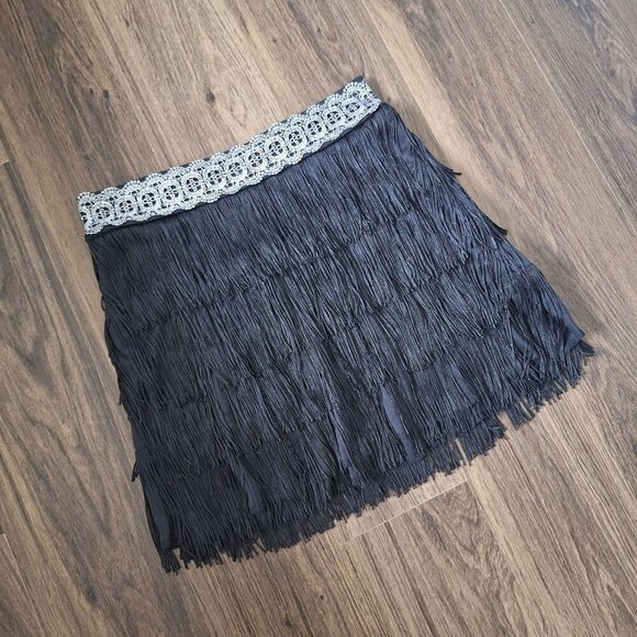 💙 Spirit 20's Inspired Fringe Flapper Mini Skirt Elastic Waist Size M/L - Picture 3 of 7